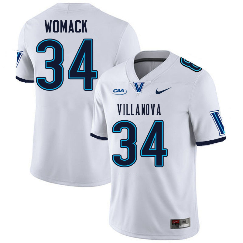 Villanova Wildcats #34 Tyler Womack College Football Jerseys Stitched-White Villanova Wildcats #34 Tyler Womack College Football Jerseys Stitched-White